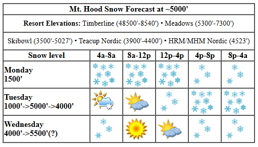 Today's snow forecast visualization