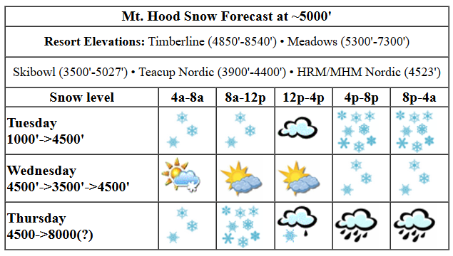 Today's snow forecast visualization