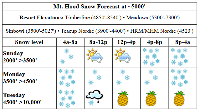 Today's snow forecast visualization