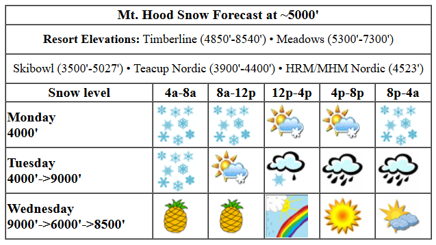 Today's snow forecast visualization