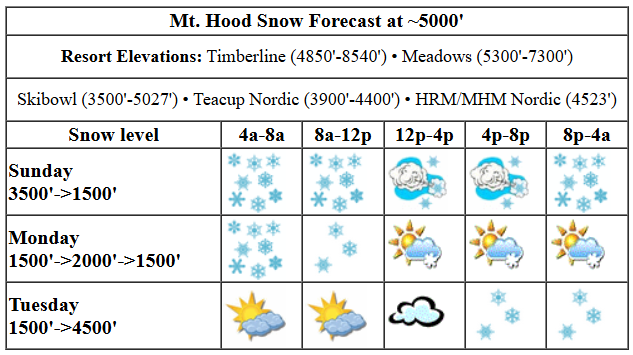 Today's snow forecast visualization