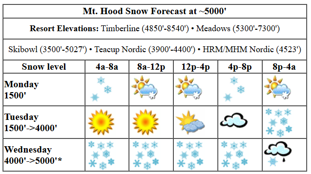 Today's snow forecast visualization