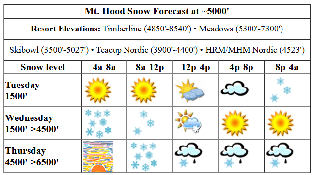 Today's snow forecast visualization