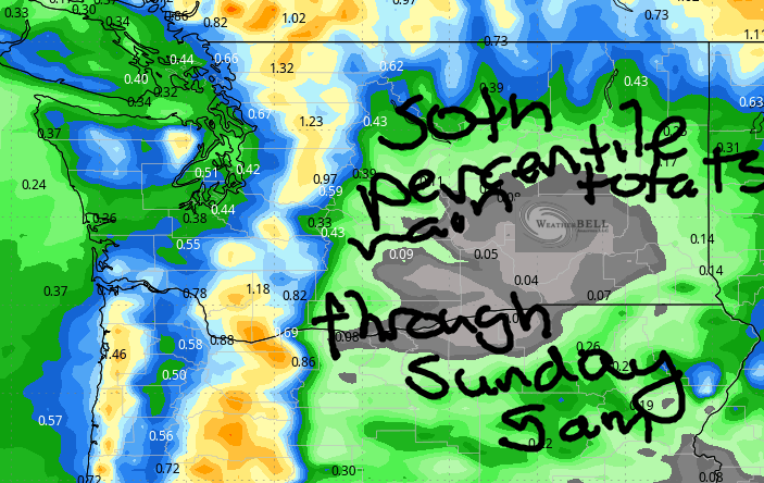 50th percentile rain forecast for the Gorge