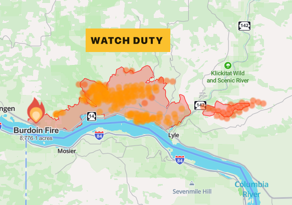 Burdoin fire perimeter image from watchduty