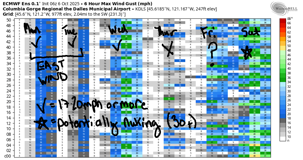 extended gorge wind forecast in graphical form